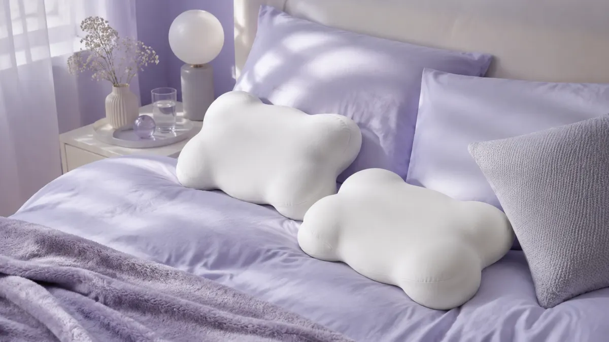 Side and back sleep setup showing neutral neck alignment with Lumuwala Cloud Pillow